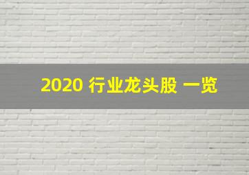 2020 行业龙头股 一览